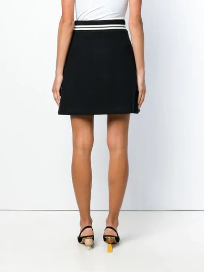 Shop Miu Miu Contrast Trim Button Front Mini Skirt - Black