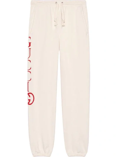 Shop Gucci Jogging Pants With  Logo In White