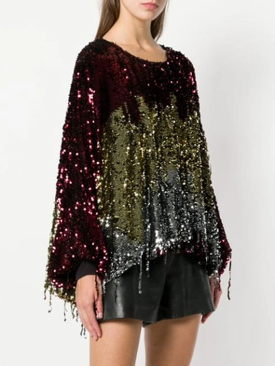 Shop Amen Sequin Long Sleeve Blouse In Red