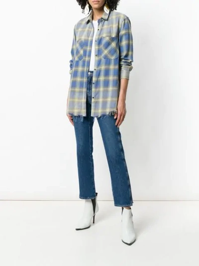 Shop Amiri Plaid Raw Hem Shirt - Blue