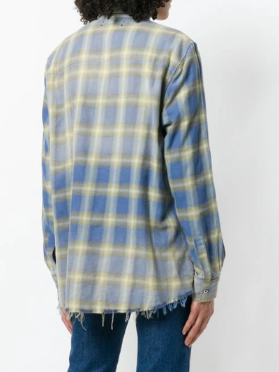 Shop Amiri Plaid Raw Hem Shirt - Blue