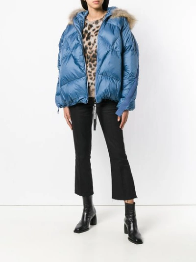 Shop As65 Oversized Hooded Down Jacket In Blue