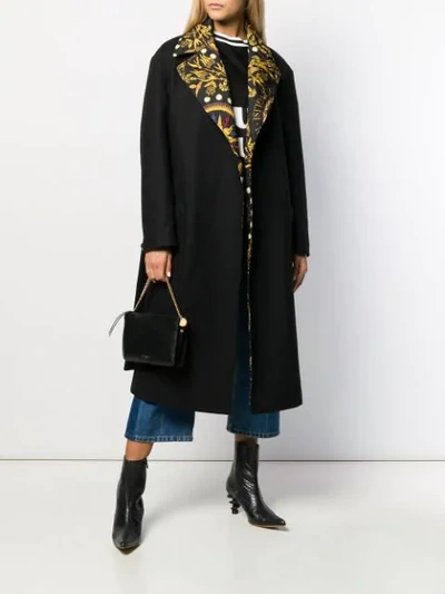Shop Fausto Puglisi Printed Collar Belted Coat In Black