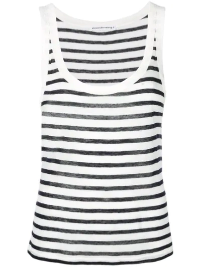 Shop Alexander Wang Striped Tank Top In White