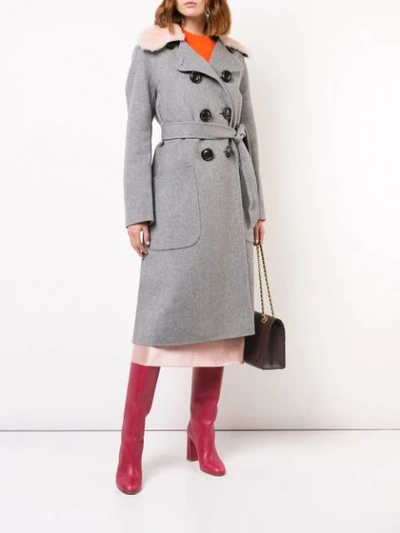 Shop Coach Luxury Wool Trench Coat In Grey