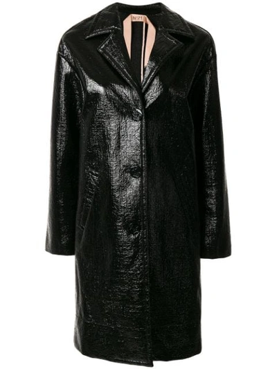 Shop N°21 Coated Patent Coat In Black