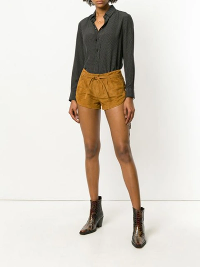 Shop Saint Laurent Laced Mini Shorts - Brown