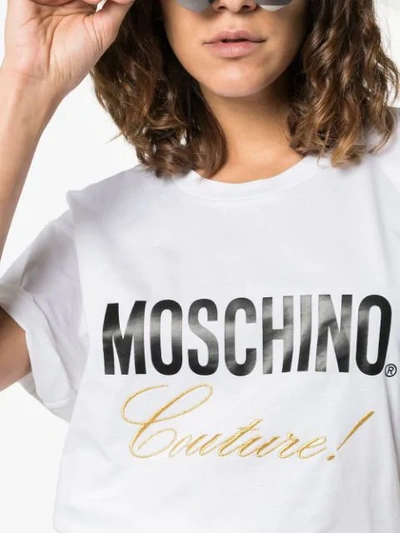 MOSCHINO COUTURE刺绣全棉LOGO T恤 - 白色