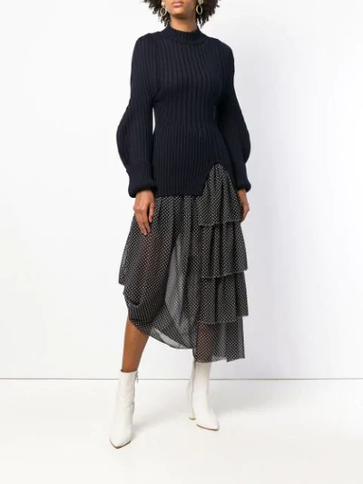 Shop Loewe Midi Pleated Skirt In Black