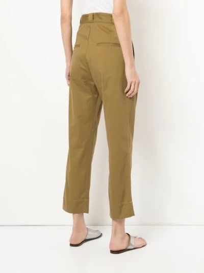 Shop Bassike Pleated Cropped Trousers - Brown
