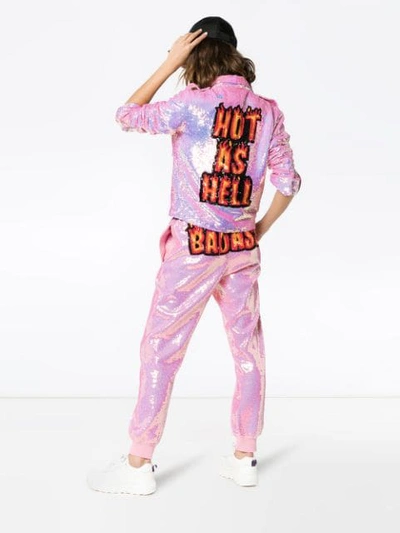 Shop Ashish X Browns Badass Sequin Embellished Track Pants In Pink