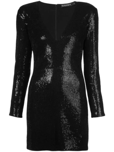 Shop Haney Textured V-neck Dress - Black