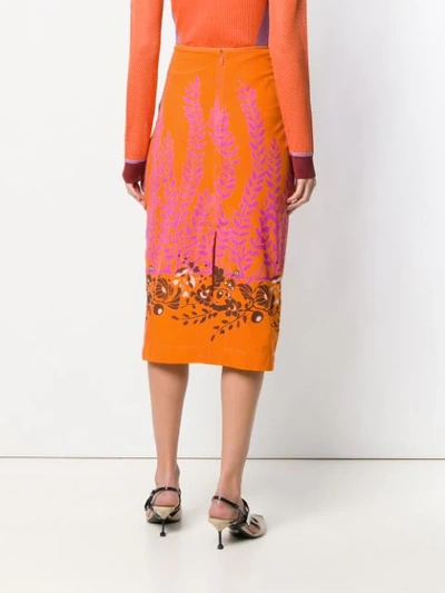 Shop Fendi Printed Pencil Skirt In Orange