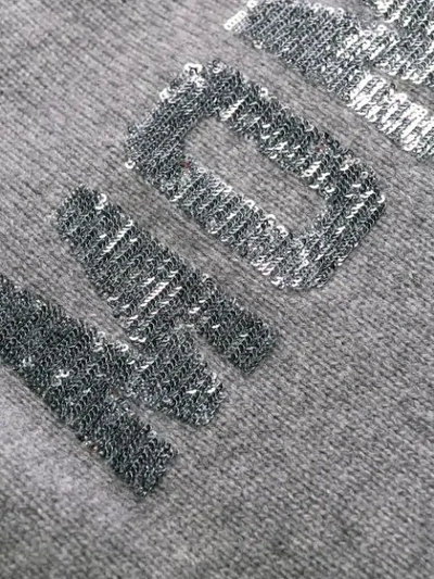 Shop Moncler Sequined Logo Jumper In Grey
