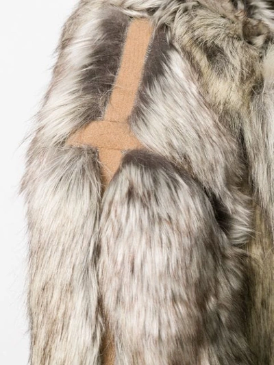 Shop Acne Studios Single-breasted Faux Fur Coat In Neutrals