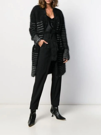 Shop Balmain Long Cardigan In Black