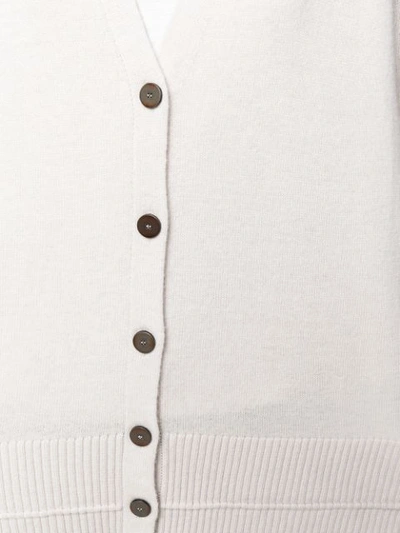 Shop Lamberto Losani Long Sleeved Cardigan - White