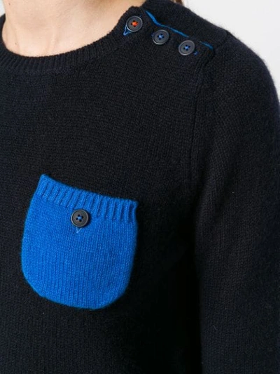 Shop Chinti & Parker Contrast Pocket Sweater - Blue