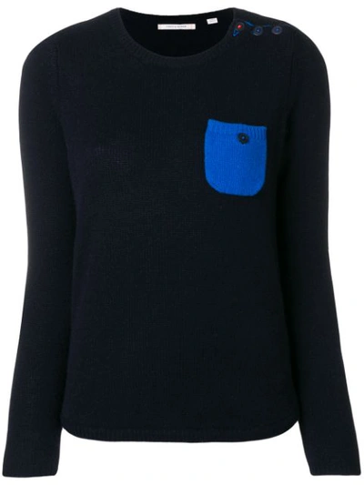 CHINTI & PARKER CONTRAST POCKET SWEATER - 蓝色