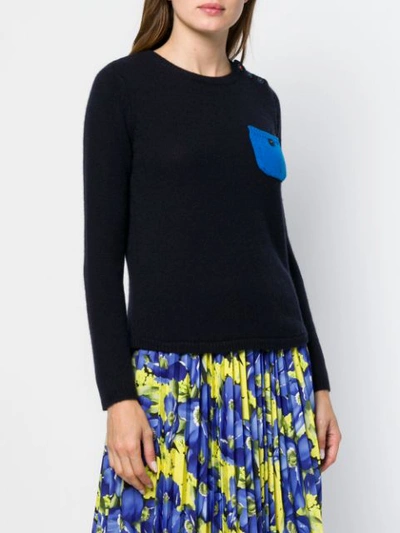 Shop Chinti & Parker Contrast Pocket Sweater - Blue