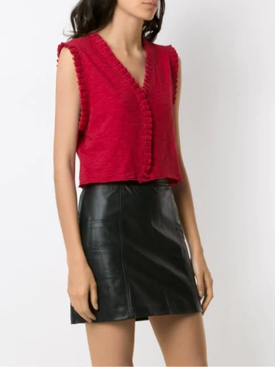 Shop Andrea Bogosian Pleated Trim Poncho Blouse In Red