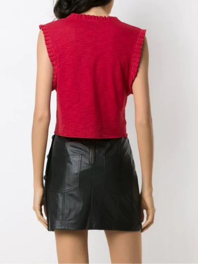 Shop Andrea Bogosian Pleated Trim Poncho Blouse In Red