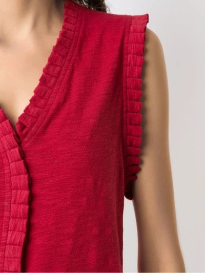 Shop Andrea Bogosian Pleated Trim Poncho Blouse In Red
