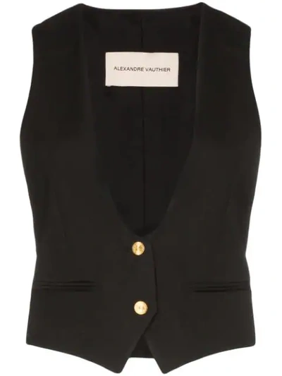 Shop Alexandre Vauthier Collarless Button-down Waistcoat In Black