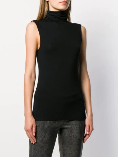 Shop Majestic Sleeveless Knitted Top In Black