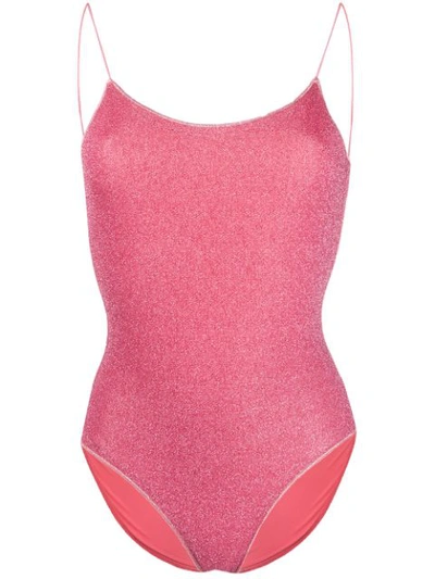 Oseree Shine Voila Rhinestone One-piece Swimsuit In Pink