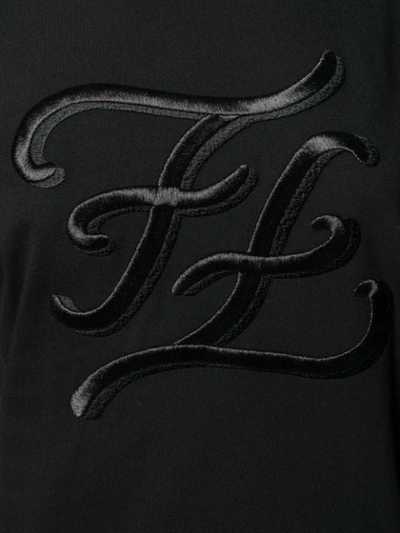 Shop Fendi Karligraphy Motif Embroidered T-shirt In Black