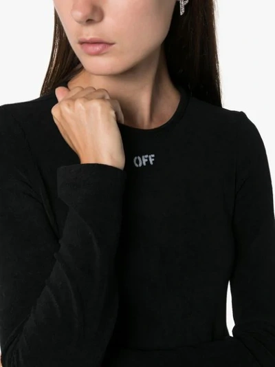 Shop Off-white Logo Print Bodysuit In Black
