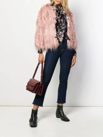 Shop L'autre Chose Faux-fur Short Jacket In Pink