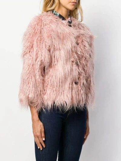 Shop L'autre Chose Faux-fur Short Jacket In Pink