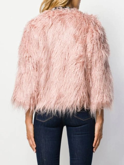 Shop L'autre Chose Faux-fur Short Jacket In Pink