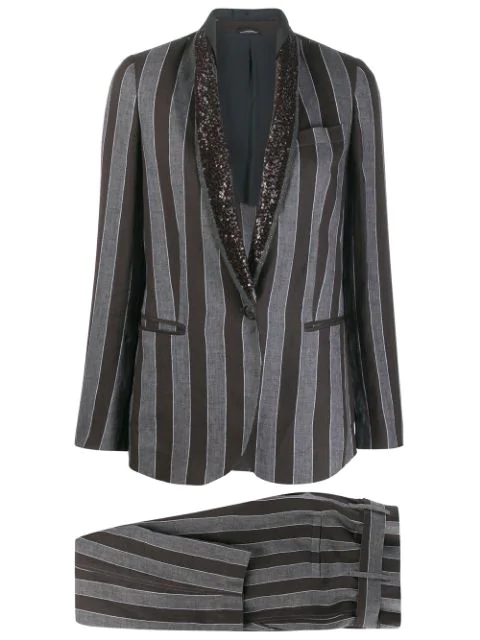 black and white trouser suit