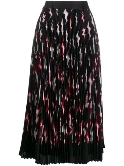 Prada Pleated Lightning Bolt Skirt In Black