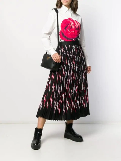 Prada Pleated Lightning Bolt Skirt In Black