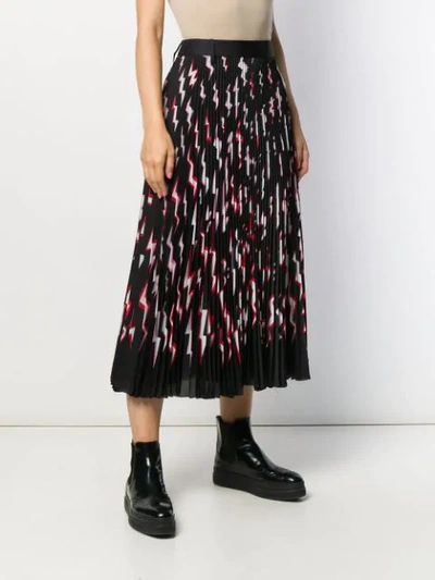 Prada Pleated Lightning Bolt Skirt In Black