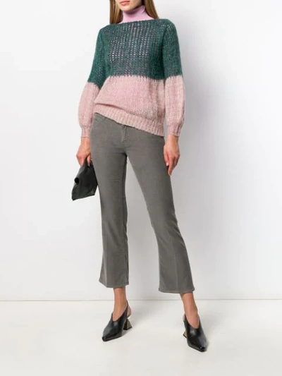 Shop Chiara Bertani Colour Block Cardigan In Green