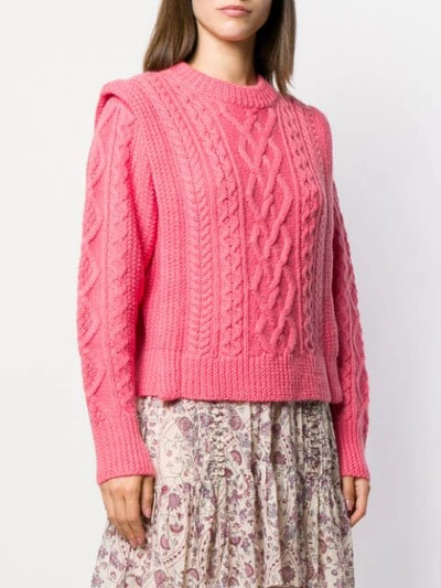 Shop Isabel Marant Étoile Pullover Mit Zopfmuster In Pink