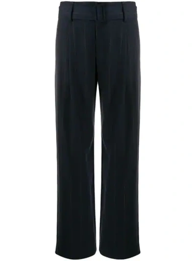 Shop Vince Belted Wide-leg Trousers In Blue