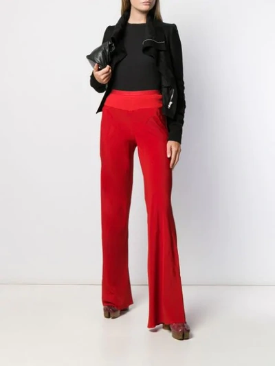 Shop Rick Owens Flared Trousers In 133 Cardinal Red