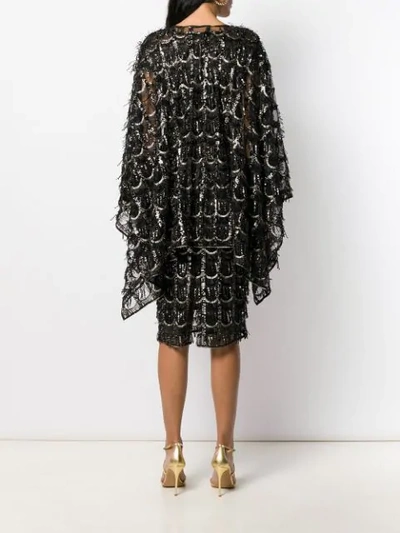 Shop Talbot Runhof Sequin Fringe Embellished Poncho In Black