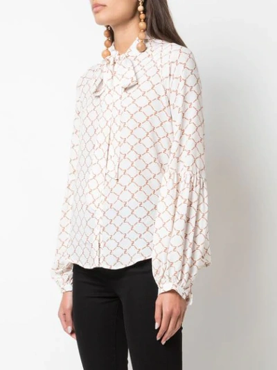 Shop 7 For All Mankind Printed Bow-tie Blouse In White