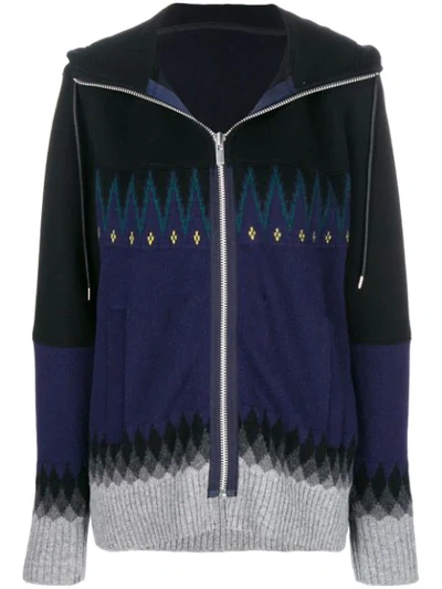 Shop Sacai Hooded Jacket In Blue