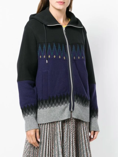 Shop Sacai Hooded Jacket In Blue