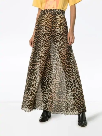 Shop Ganni Leopard Print Maxi Skirt In Brown