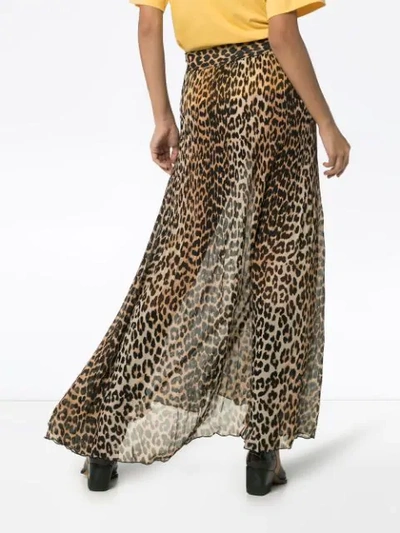 GANNI 豹纹印花超长半身裙 - 棕色