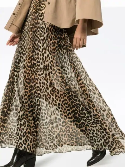 Shop Ganni Leopard Print Maxi Skirt In Brown